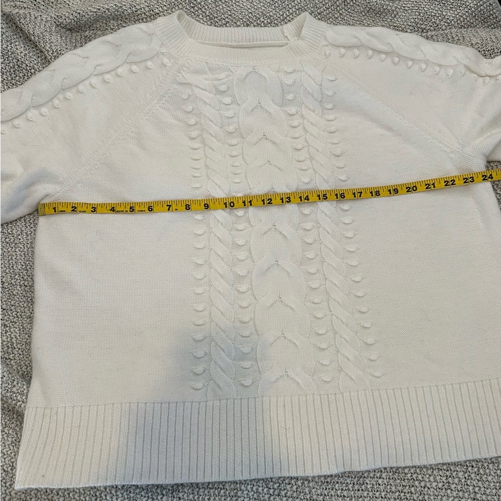 LOFT XXL Cream Cable Knit Bobble Sweater Cozy Chunky Cottagecore Pullover
